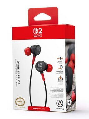 PowerA Wired Earbuds for Nintendo Switch 2 - Black NEW FAST SHIPPING